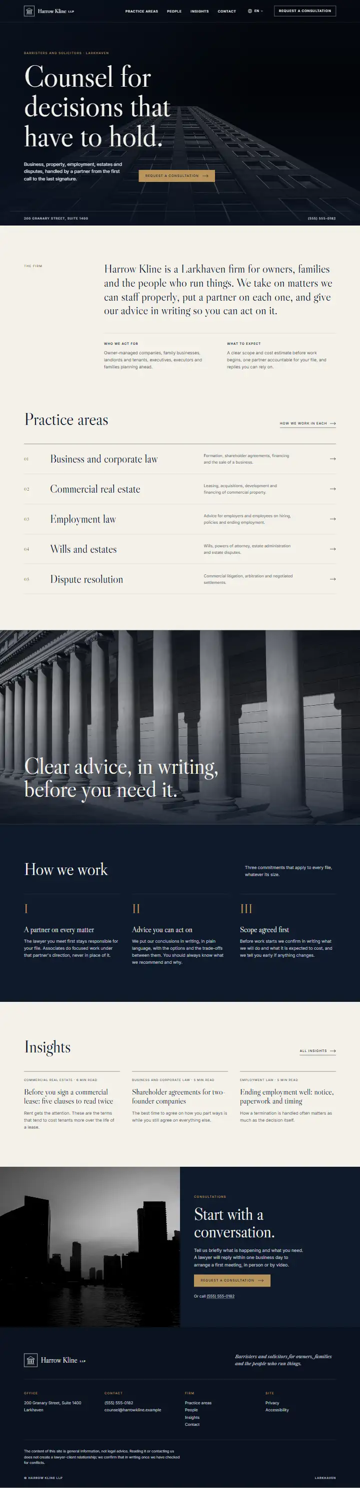 Harrow Kline LLP, Law firm: the home page